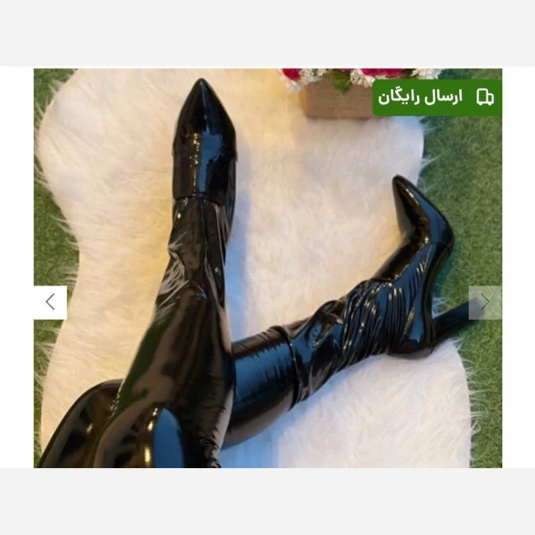 بوت جورابی بلندچرم مشکی وسفید وسوئیت مشکی وورنی مشکی وقرمز پاشنه ده و5 پاشنه میخی وپهن