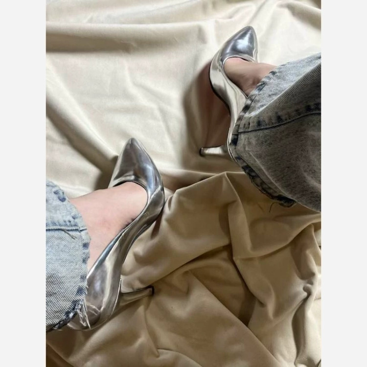 کفش مجلسی جدید پاشنه ده سانت رنگ گلد طلایی