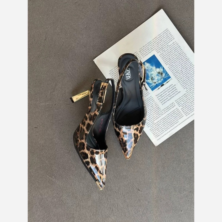 صندل ZARA پاشنه 7 سانت الکترو استاتیک وارداتی جنس ورنی براق دور مچی قابل تنظیم با قالب ترک راحت ارسال رایگان